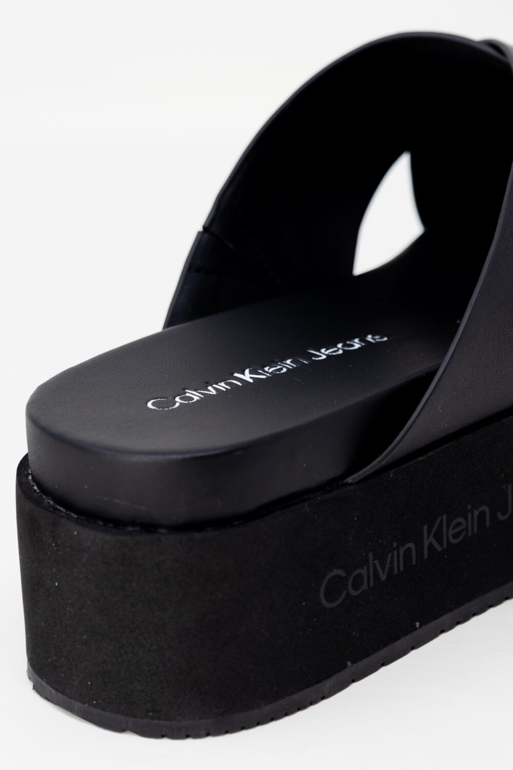 Ciabatte con fascia Calvin Klein Jeans FLATFORM CRISSX LTH Nero - Foto 5