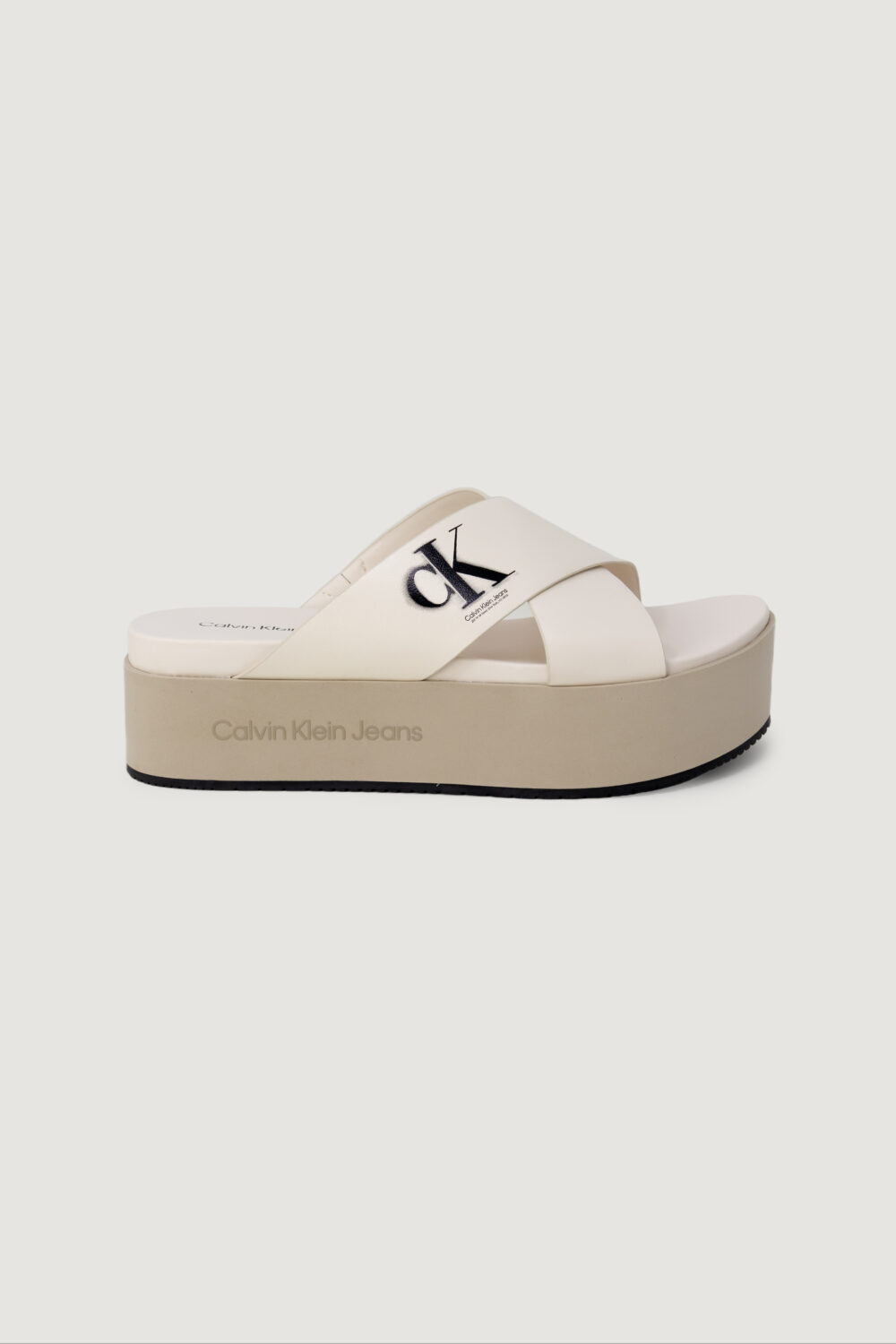 Ciabatte con fascia Calvin Klein Jeans FLATFORM CRISSX LTH Rosa Cipria - Foto 1