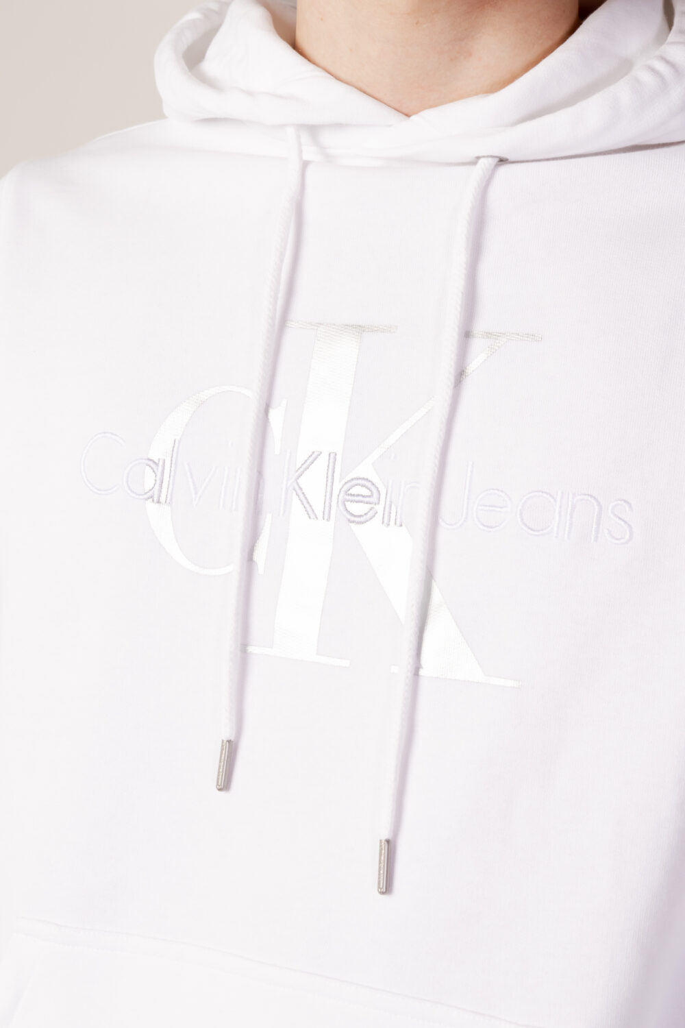 Felpa con cappuccio Calvin Klein Jeans SEASONAL MONOGRAM RE Argento - Foto 2