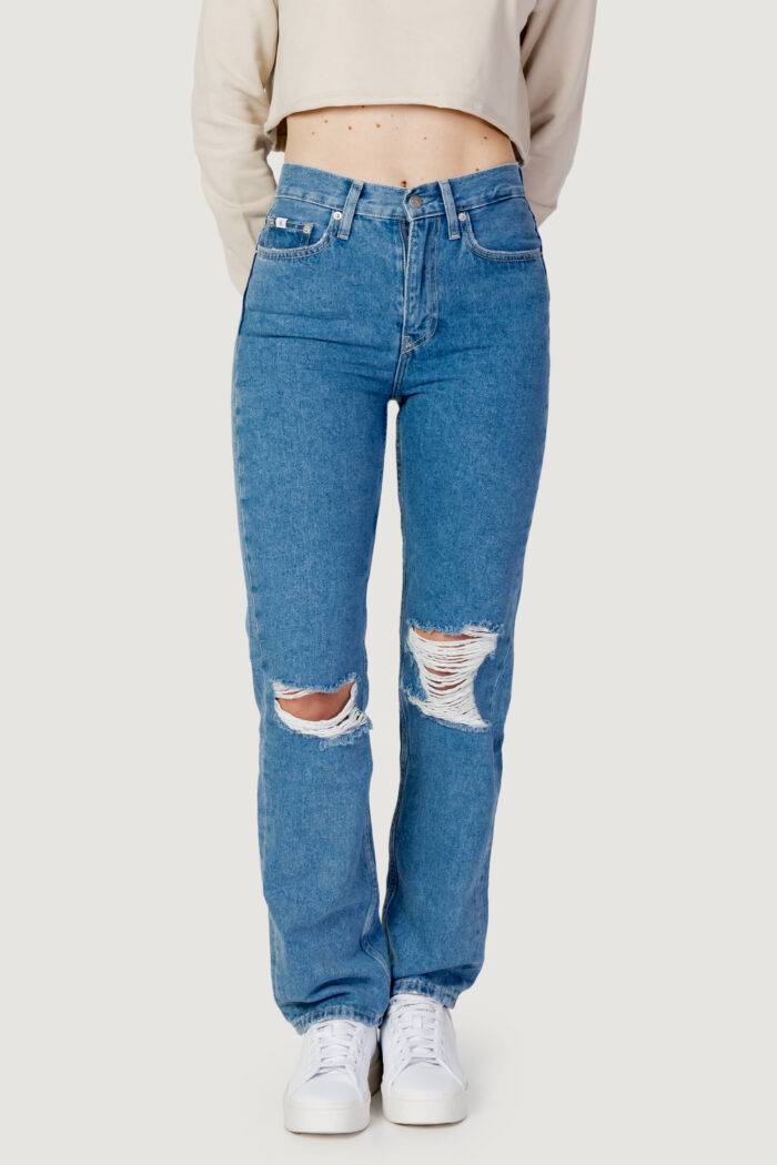 Jeans mom Calvin Klein HIGH RISE STRAIGHT Denim chiaro