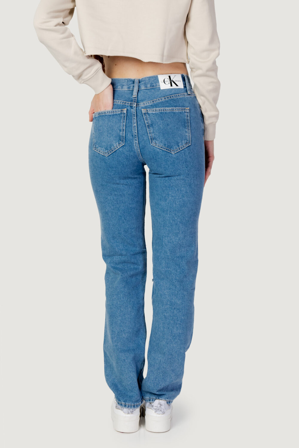 Jeans mom Calvin Klein Jeans HIGH RISE STRAIGHT Denim chiaro - Foto 3