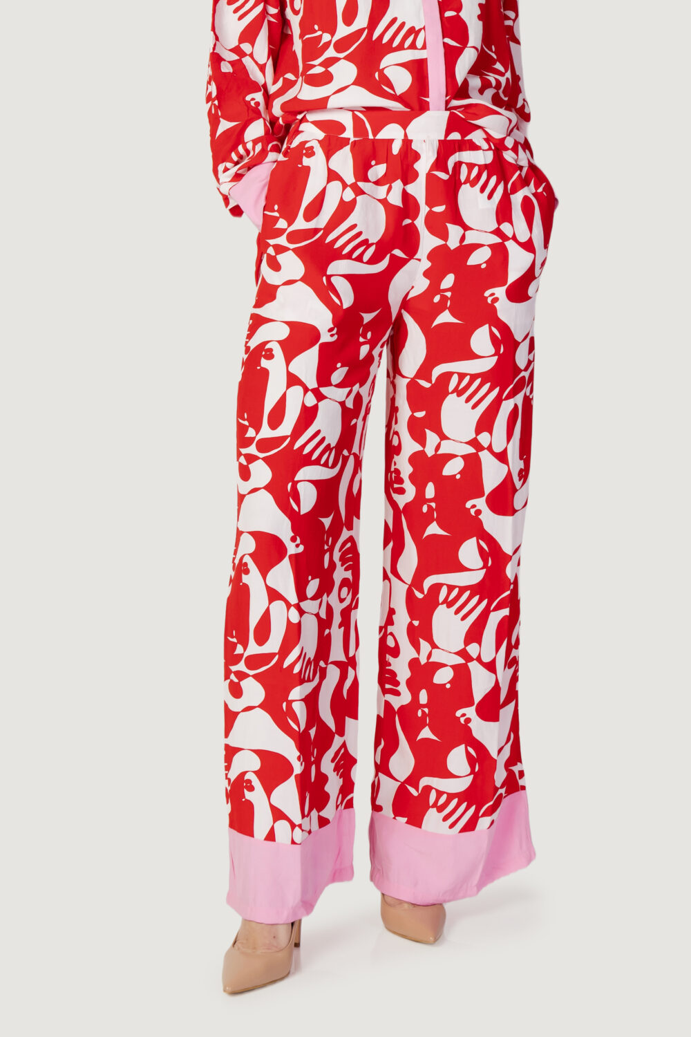 Pantaloni a palazzo Vila Clothes VIKIKKI MAT HW WIDE Rosso - Foto 1
