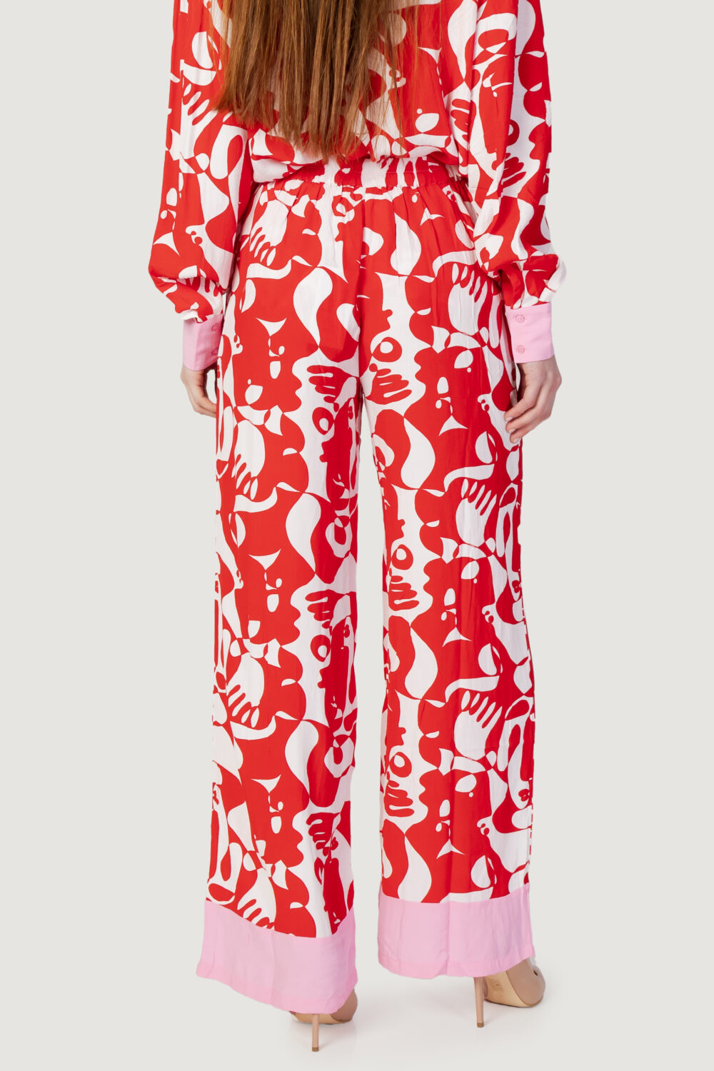 Pantaloni a palazzo Vila Clothes VIKIKKI MAT HW WIDE Rosso - Foto 4