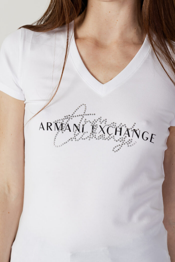 T-shirt Armani Exchange LOGO STRASS Bianco – 104273