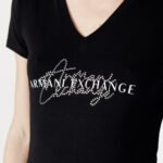 T-shirt Armani Exchange LOGO STRASS Nero - Foto 2