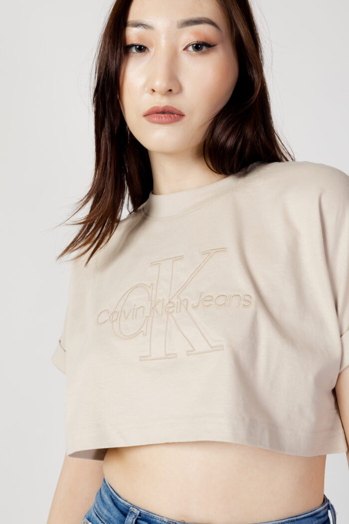 T-shirt Calvin Klein EMBROIDERED MONOLOGO J20J221048ACI Beige