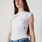 T-shirt Calvin Klein Jeans ASYM CUT OUT FABRIC Bianco - Foto 1