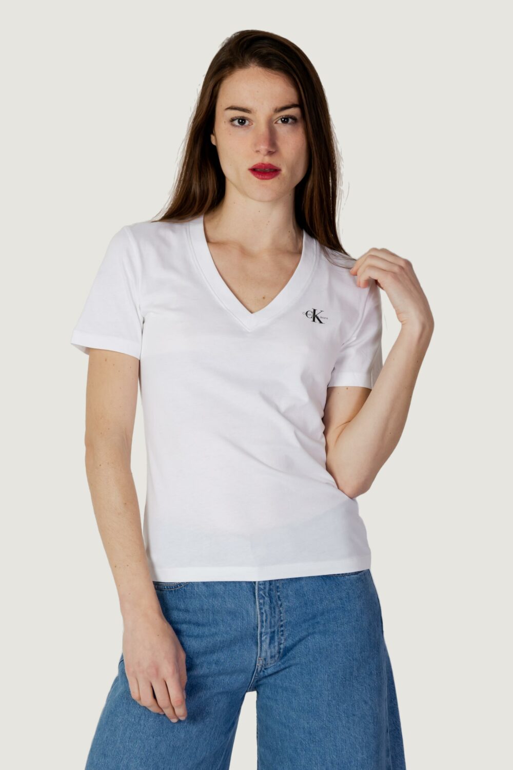 T-shirt Calvin Klein Jeans MICRO MONOLOGO SLIM Bianco - Foto 4