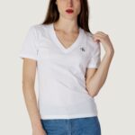 T-shirt Calvin Klein Jeans MICRO MONOLOGO SLIM Bianco - Foto 4