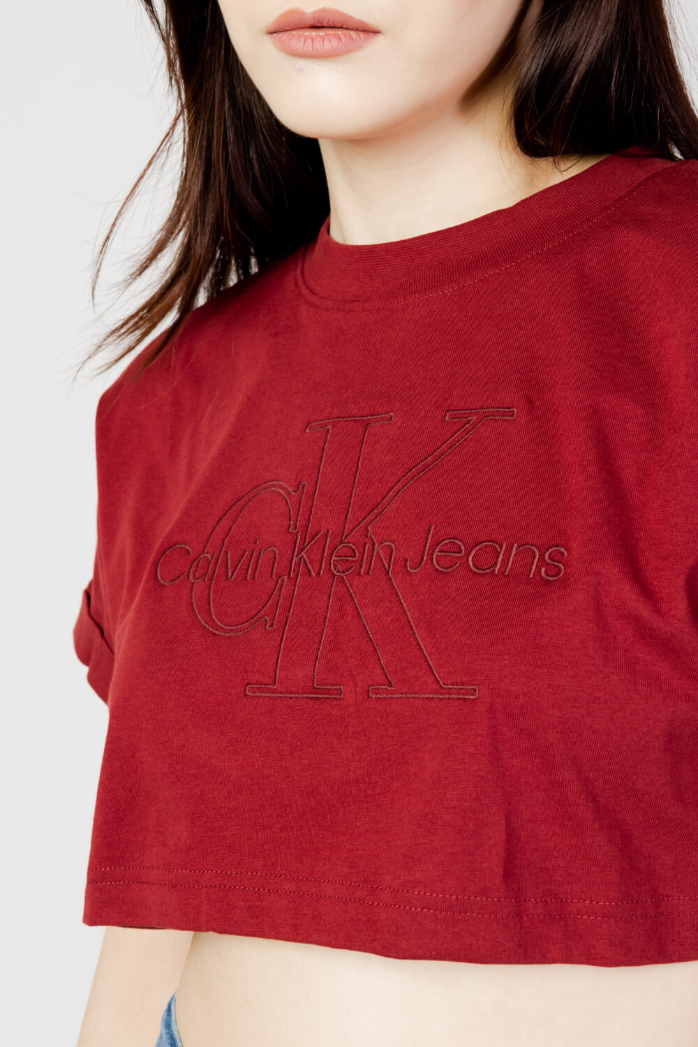T-shirt Calvin Klein Jeans EMBROIDERED MONOLOGO J20J221048ACI Bordeaux - Foto 2