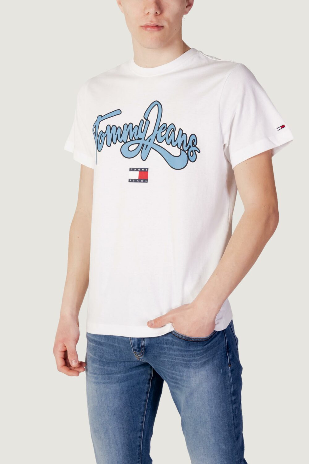 T-shirt Tommy Hilfiger Jeans TJM REG COLLEGE POP Bianco - Foto 3