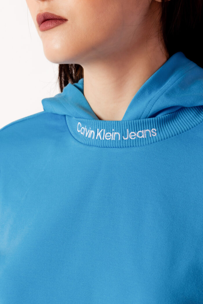 T-shirt manica lunga Calvin Klein RIB MIX SLEEVES MILA Celeste – 101459
