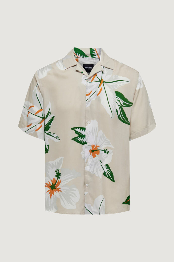 Camicia manica corta Only & Sons ONSDAN LIFE REG SS AOP VISCOSE SHIRT NOOS Beige – 102759