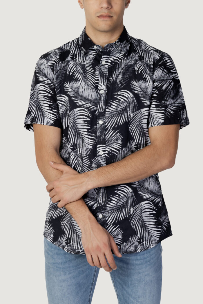 Camicia manica corta Only & Sons ONSBES REG CTN SLUB LEAF SS SHIRT Blue scuro – 102756
