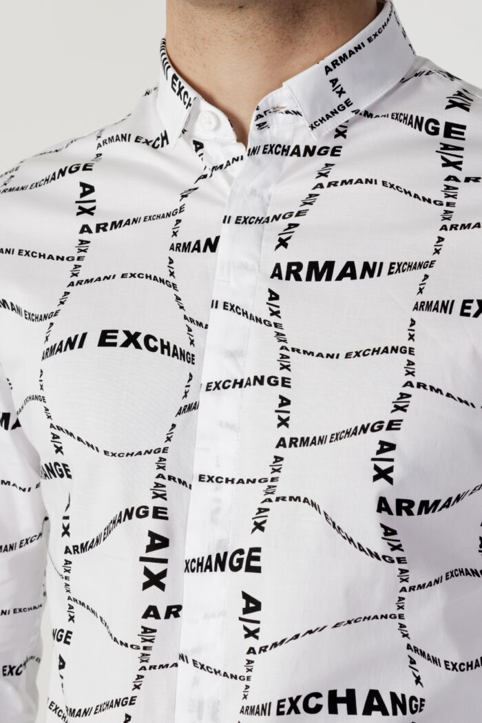 Camicia manica lunga Armani Exchange STAMPA MULTILOGO Bianco – 104287
