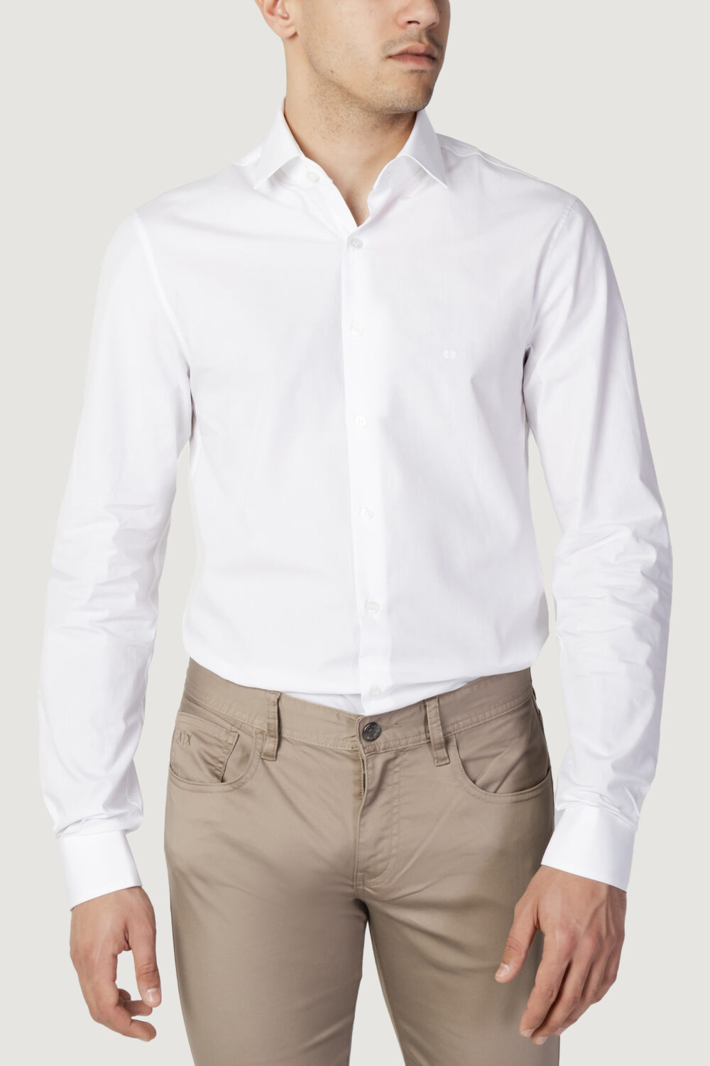 Camicia manica lunga Calvin Klein POPLIN STRETCH SLIM SHIRT Bianco - Foto 1