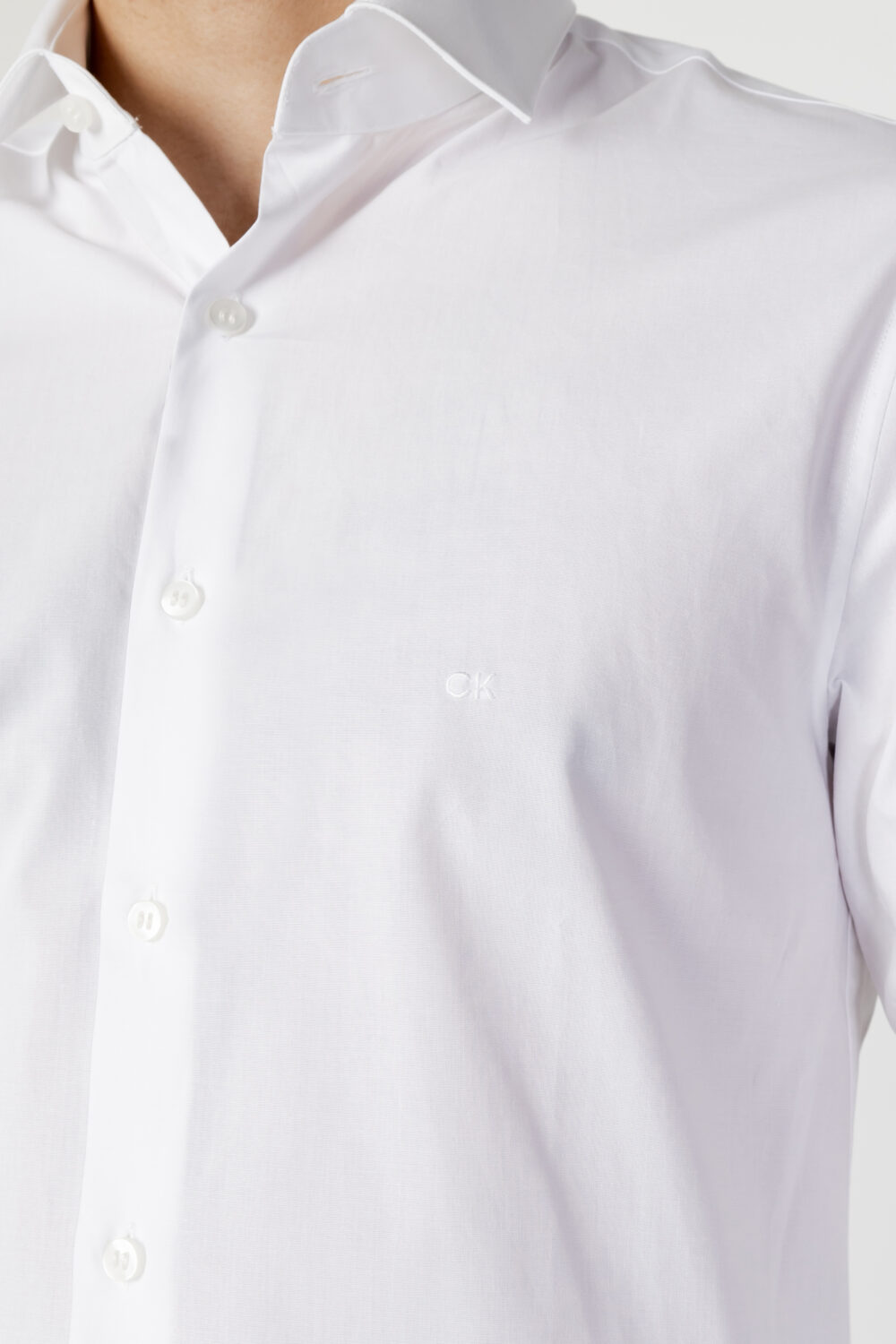 Camicia manica lunga Calvin Klein POPLIN STRETCH SLIM SHIRT Bianco - Foto 2