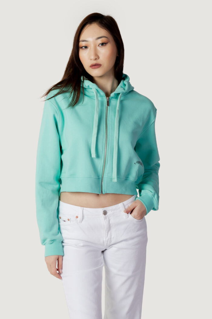 Felpa con cappuccio Hinnominate TINTA UNITA CROPPED CON ZIP Verde ice