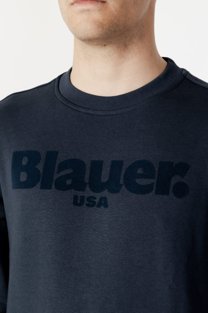 Felpa senza cappuccio Blauer LOGO BIG FRONTALE Blue scuro – 110220