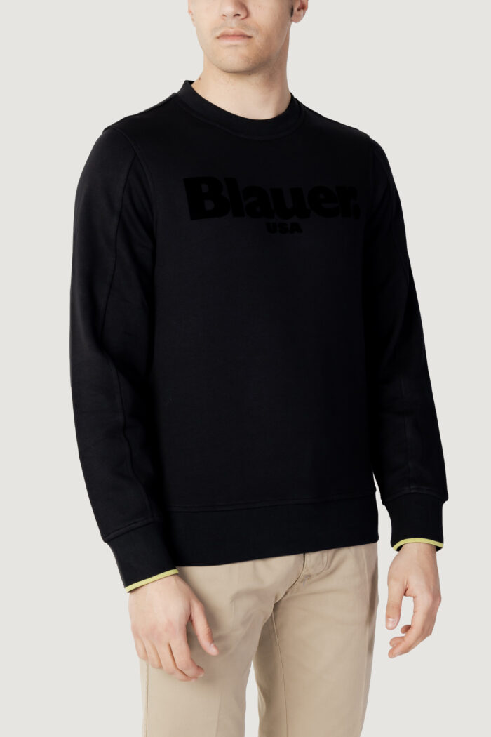 Felpa senza cappuccio Blauer LOGO BIG FRONTALE Nero – 110220