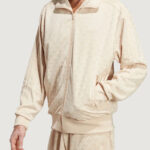 Felpa senza cappuccio Adidas MONO TRACKTOP ZIP Beige - Foto 1