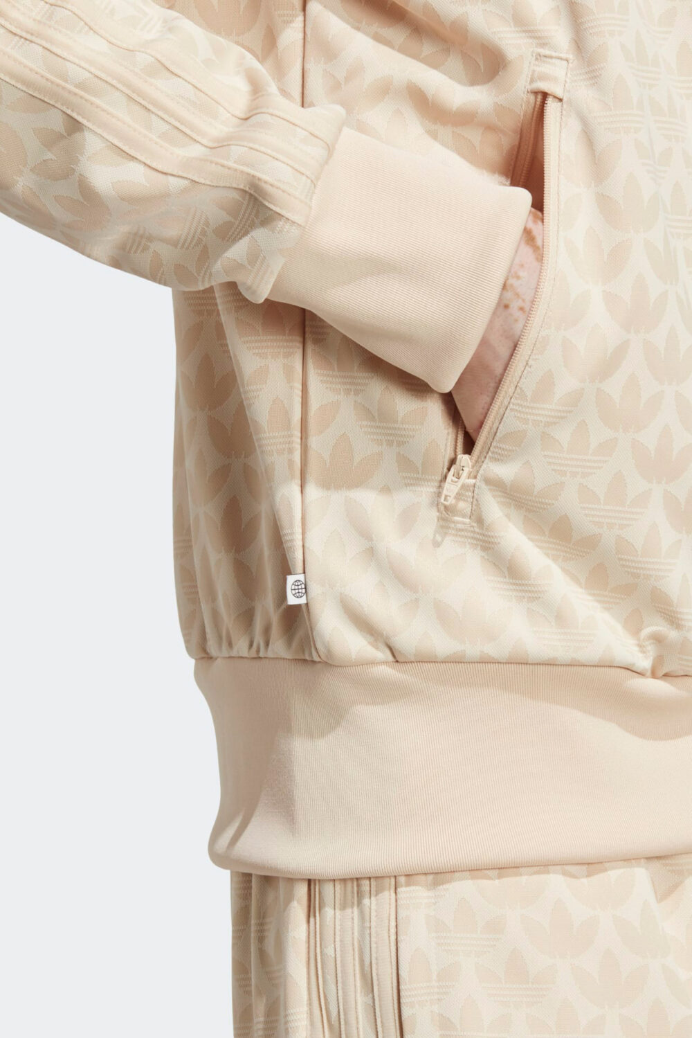 Felpa senza cappuccio Adidas MONO TRACKTOP ZIP Beige - Foto 5