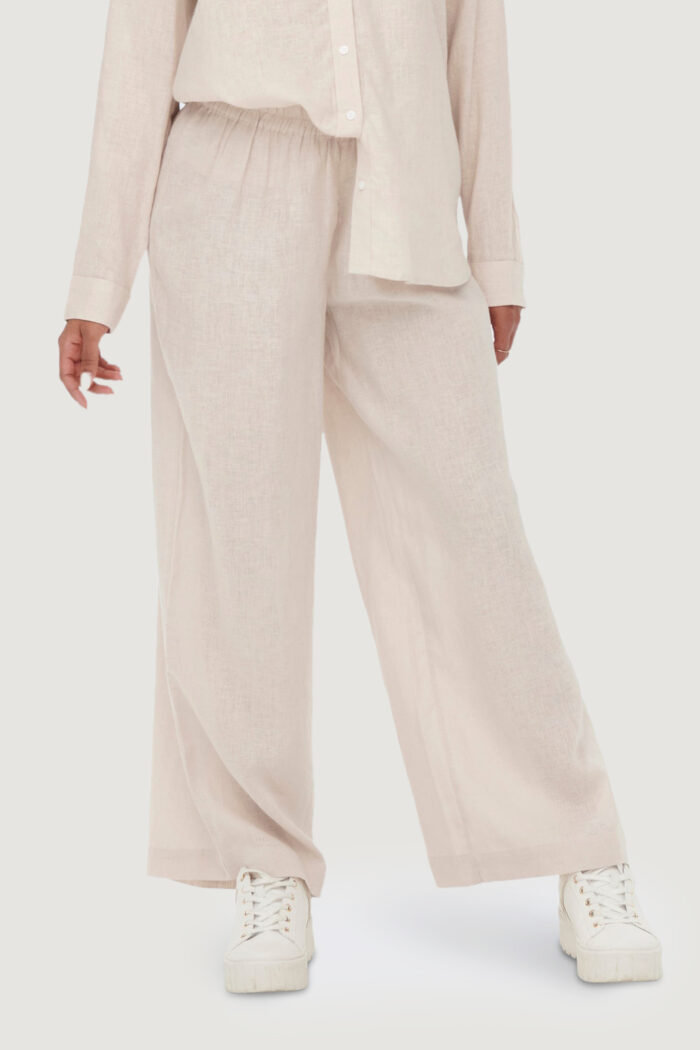 Pantaloni a palazzo Only ONLTOKYO HW LINEN BLEND ST PANT PNT NOOS Beige – 102727