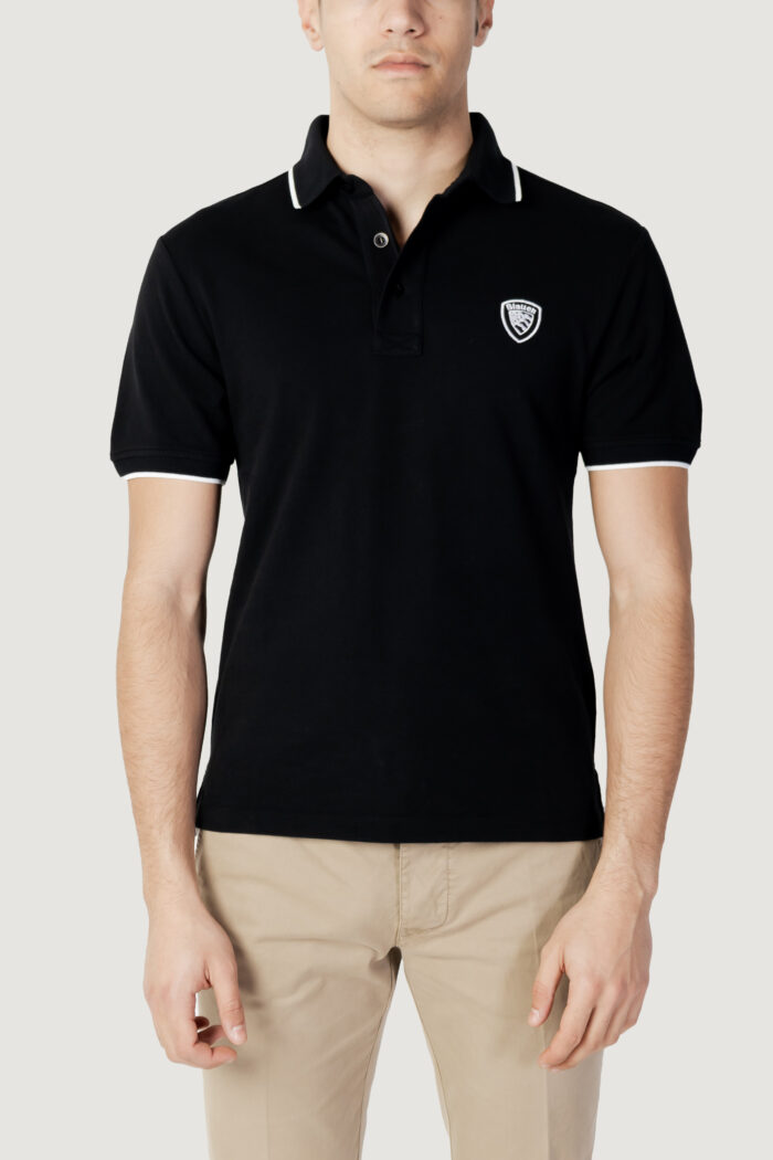 Polo manica corta Blauer PROFILO COLLO BICOLORE Nero – 110221