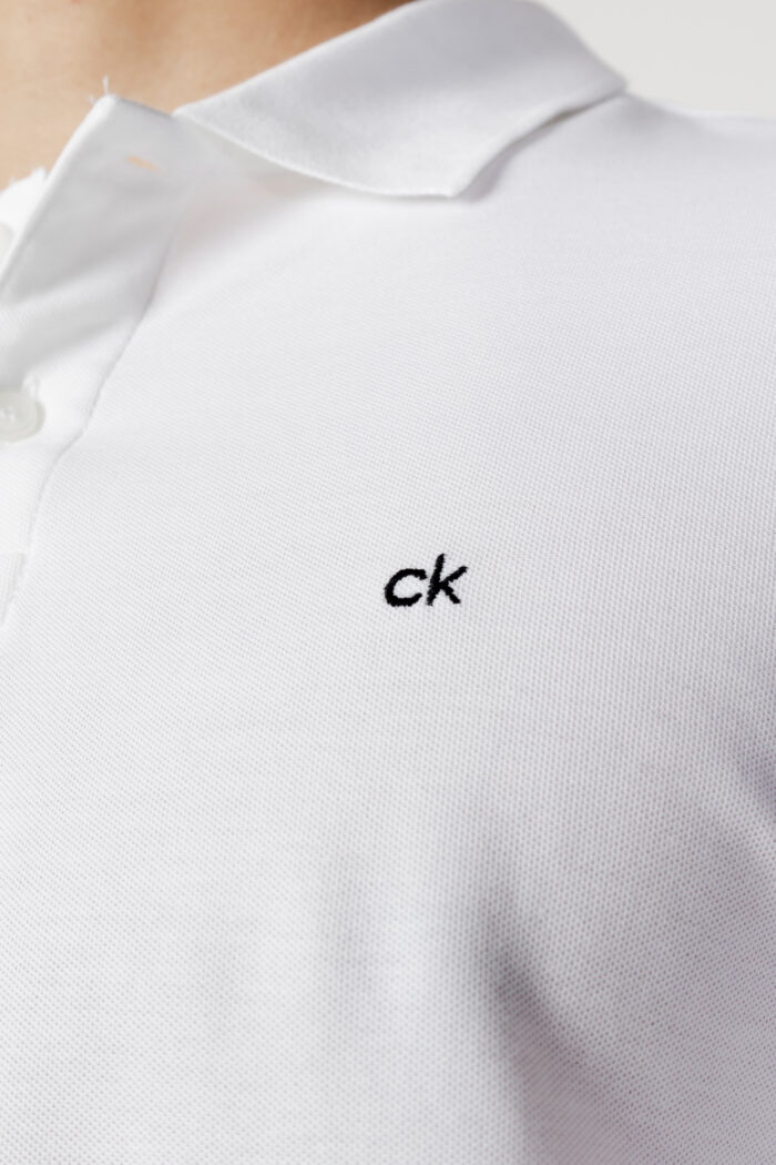 Polo manica corta Calvin Klein LOGO REFINED PIQUE SLIM Bianco