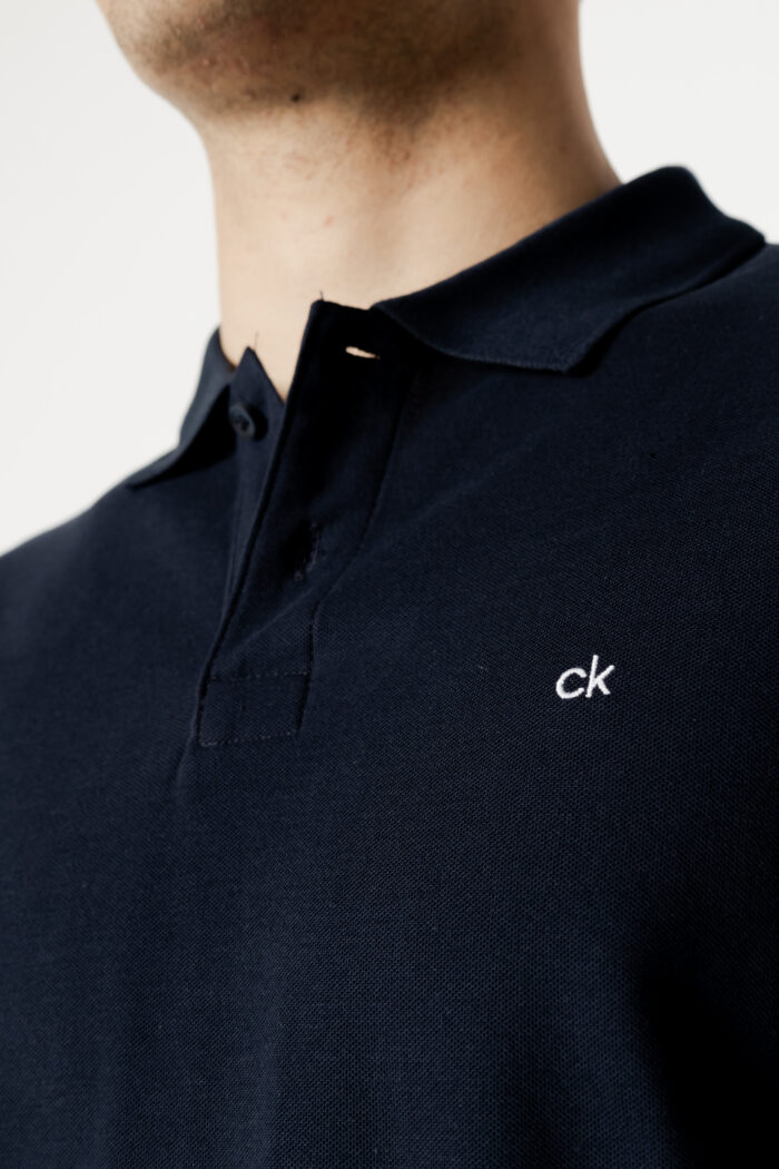 Polo manica corta Calvin Klein LOGO REFINED PIQUE SLIM Blue scuro – 111239
