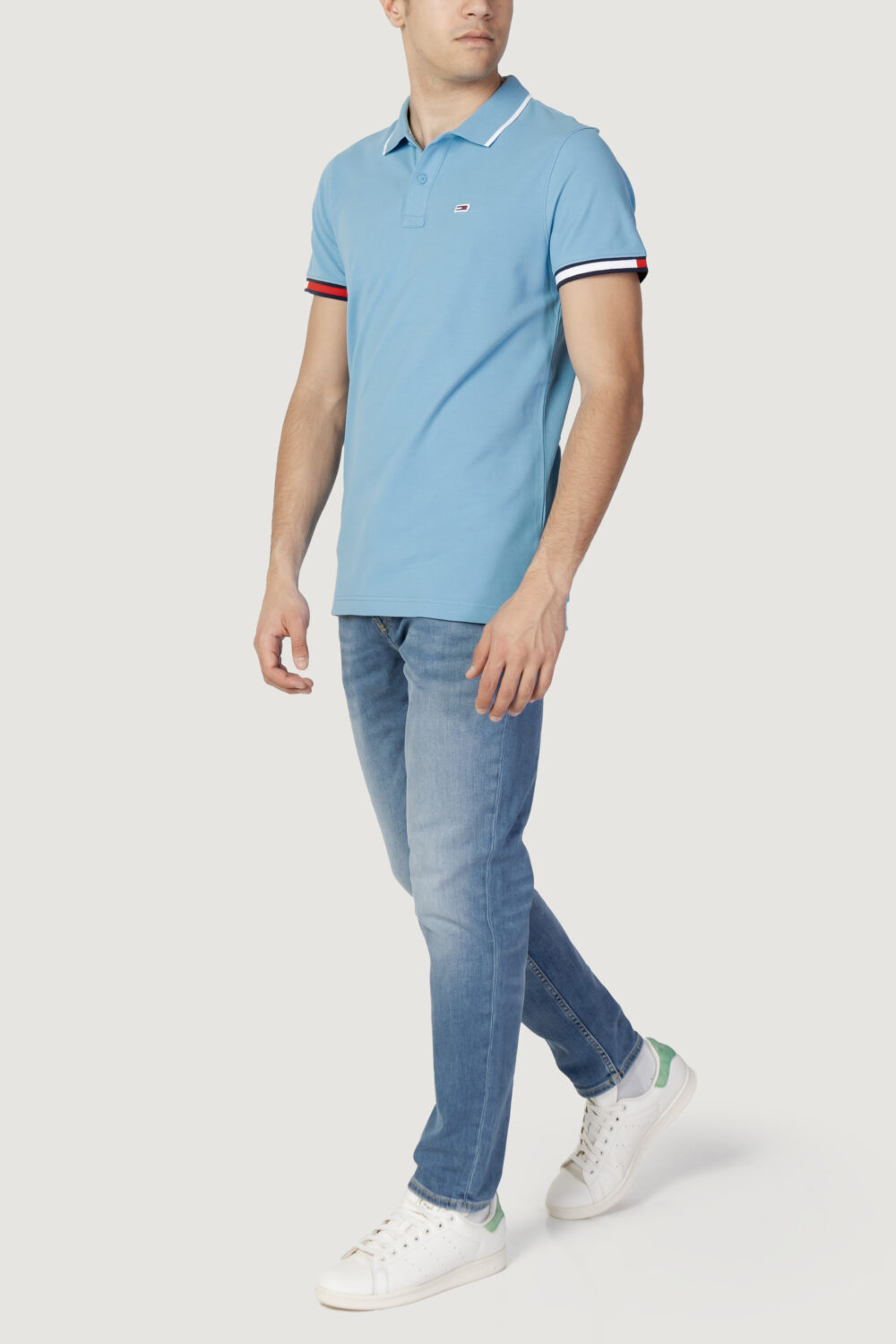 Polo manica corta Tommy Hilfiger Jeans TJM REG FLAG CUFFS P Celeste - Foto 3