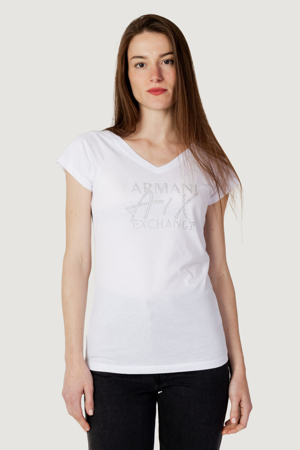 T-shirt Armani Exchange LOGO swarovski Bianco - Foto 1