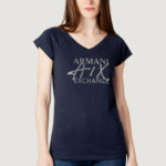 T-shirt Armani Exchange LOGO swarovski Blu - Foto 1