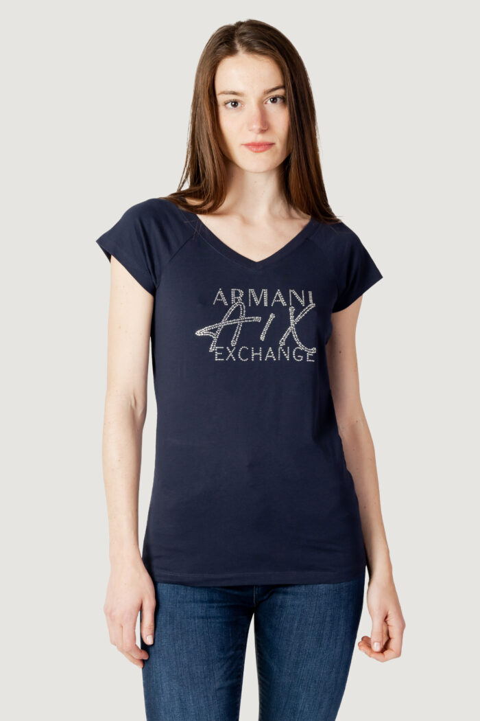 T-shirt Armani Exchange LOGO swarovski Blu – 104274