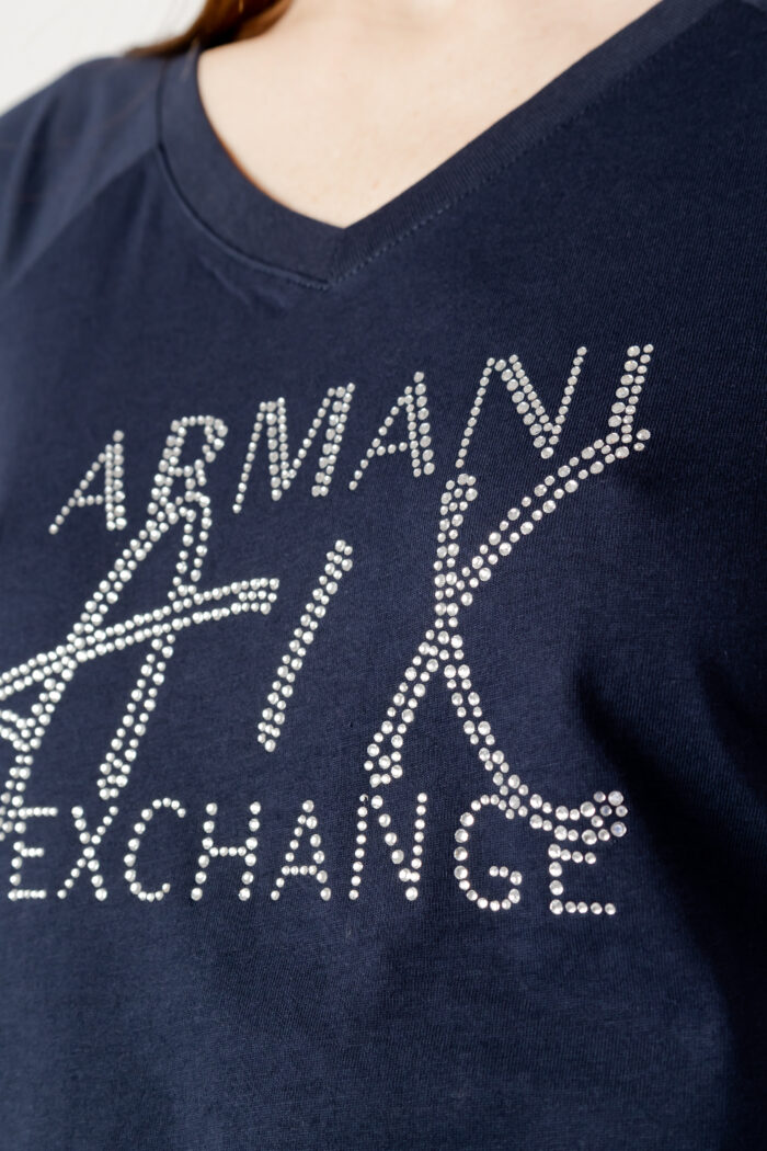 T-shirt Armani Exchange LOGO swarovski Blu – 104274