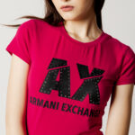 T-shirt Armani Exchange LOGO STRASS Fuxia - Foto 2