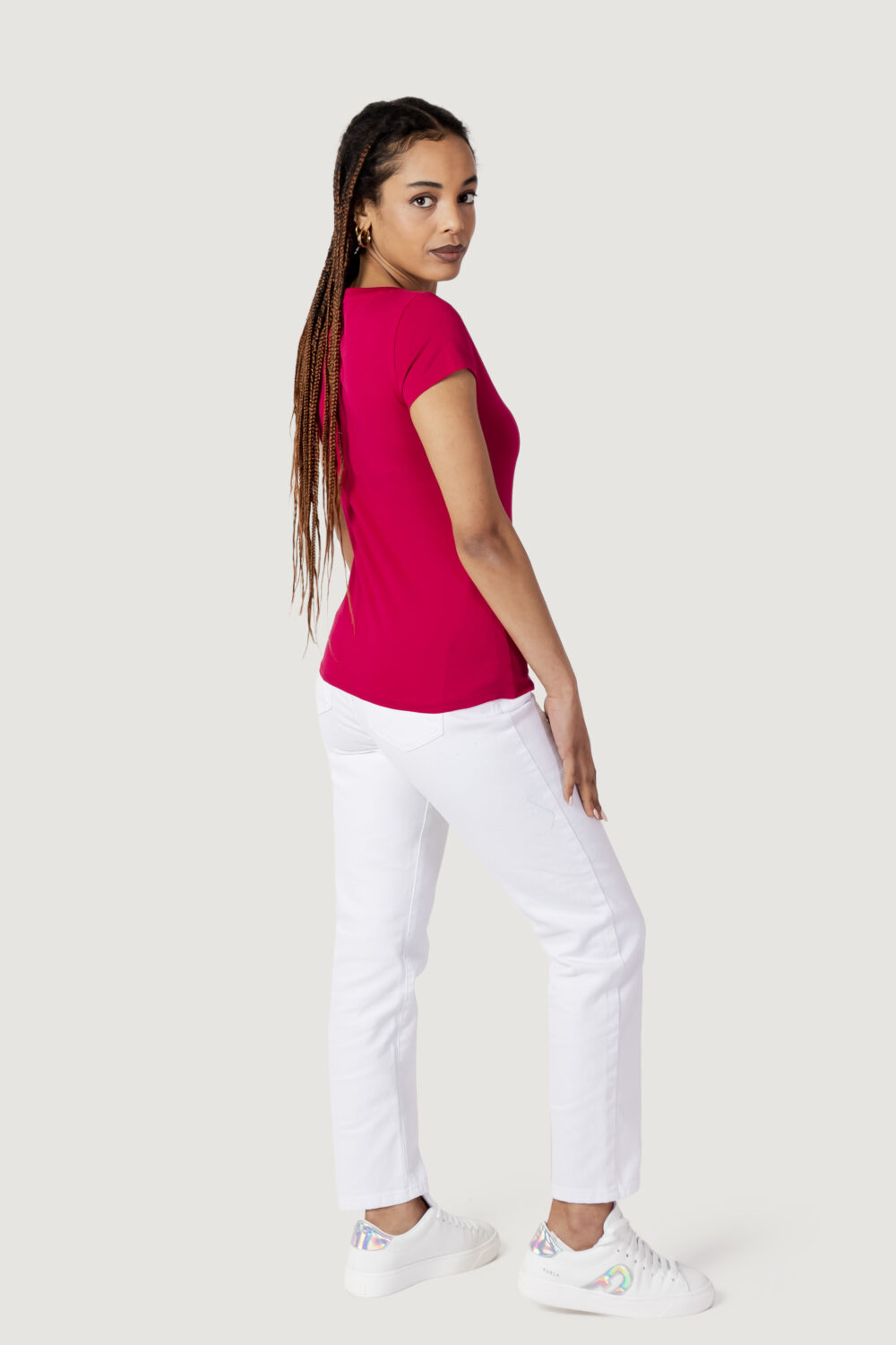 T-shirt Armani Exchange LOGO CENTRALE Magenta - Foto 4