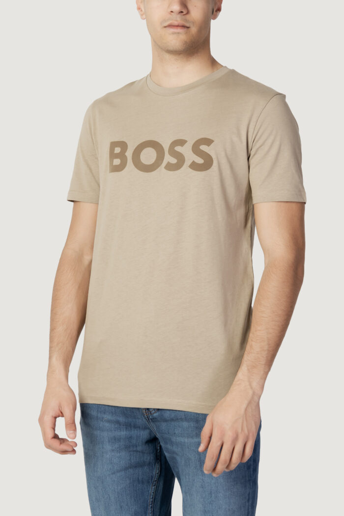 T-shirt Boss JERSEY THINKING 1 Beige scuro