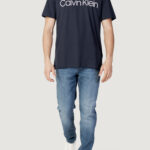 T-shirt Calvin Klein COTTON FRONT LOGO Blu - Foto 4