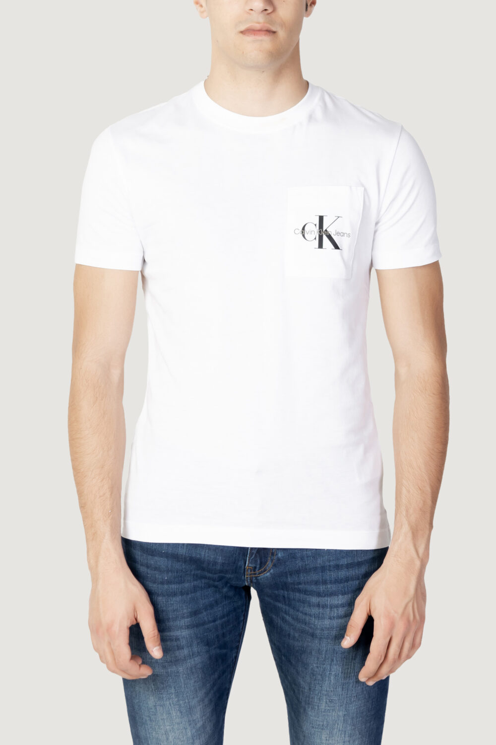T-shirt Calvin Klein Jeans CORE MONOLOGO POCKET SLIM TEE Bianco - Foto 1