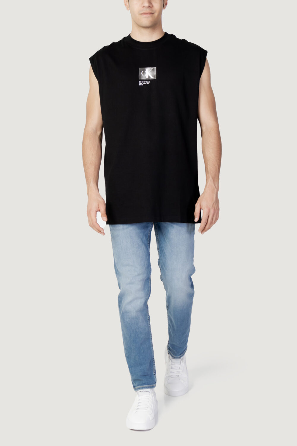 T-shirt Calvin Klein Jeans CK BOX SLEEVELESS TA J30J322878BEH Nero - Foto 5