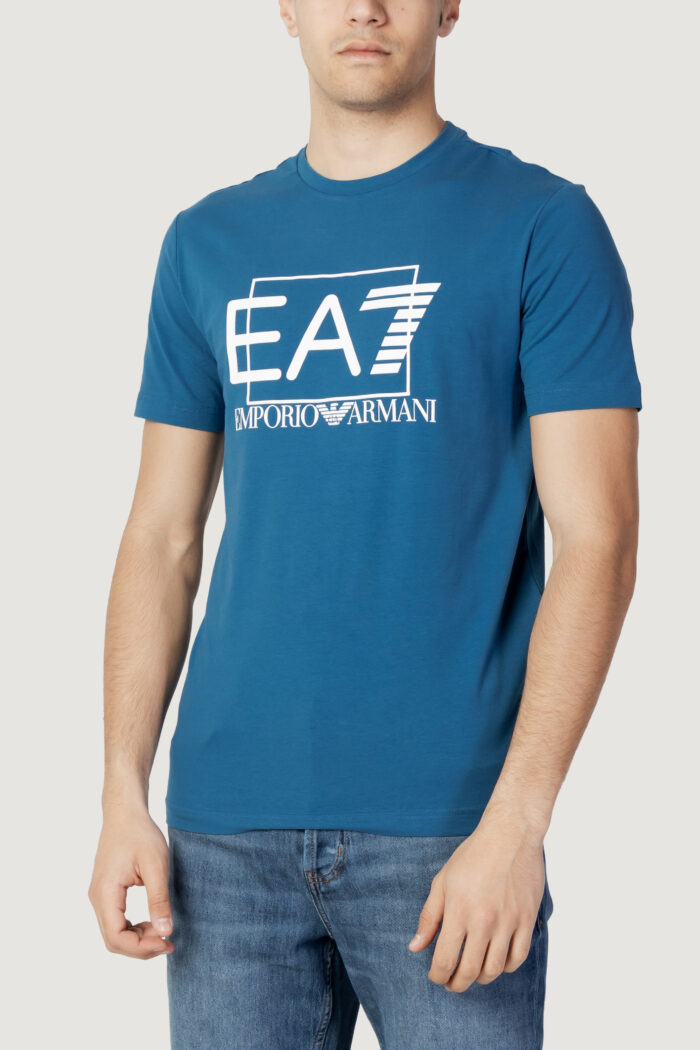 T-shirt Ea7 STAMPA LOGO Blu