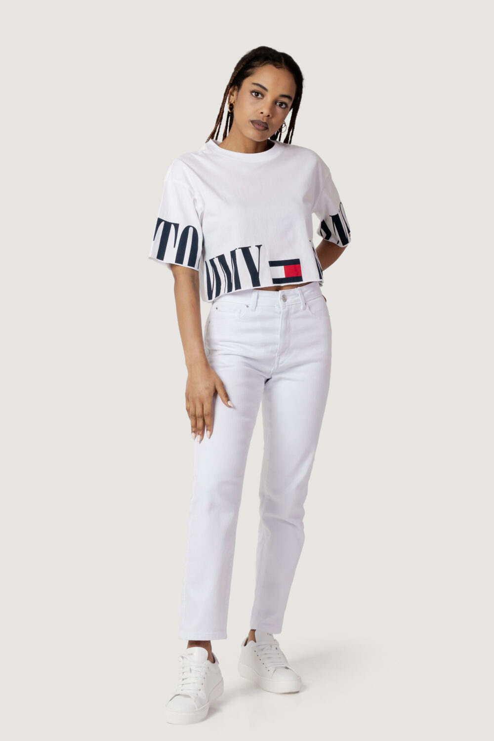 T-shirt Tommy Hilfiger Jeans TJW OVR CRP ARCHIVE Bianco - Foto 3