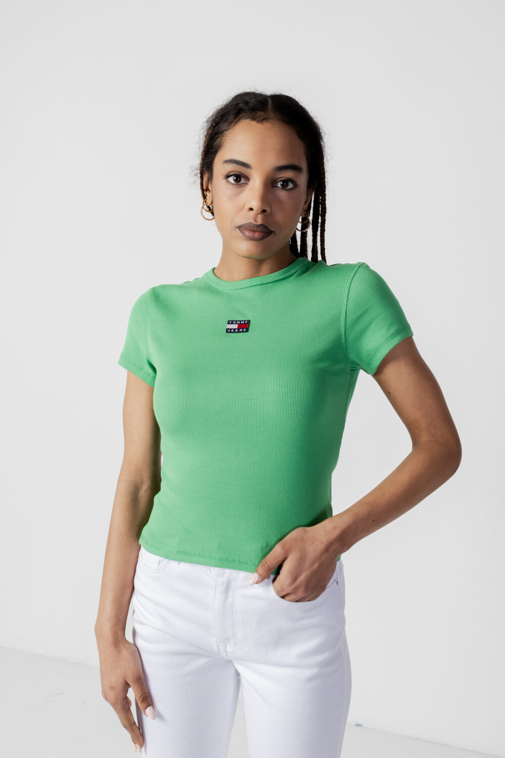 T-shirt Tommy Hilfiger Jeans TJW BBY RIB XS BADGE Verde - Foto 5