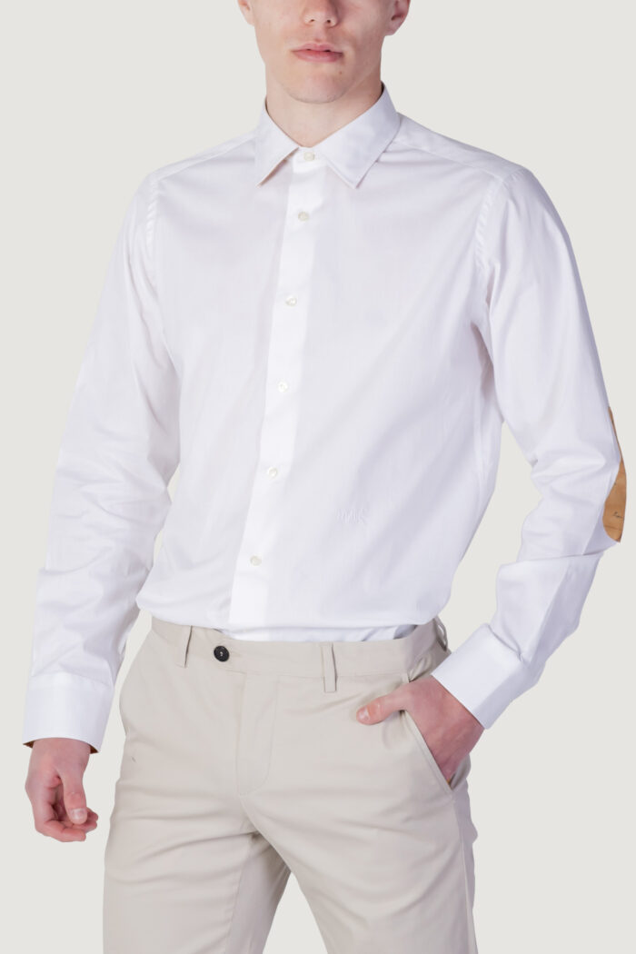 Camicia manica lunga Alviero Martini Prima Classe SLIM CON TOPPE Bianco