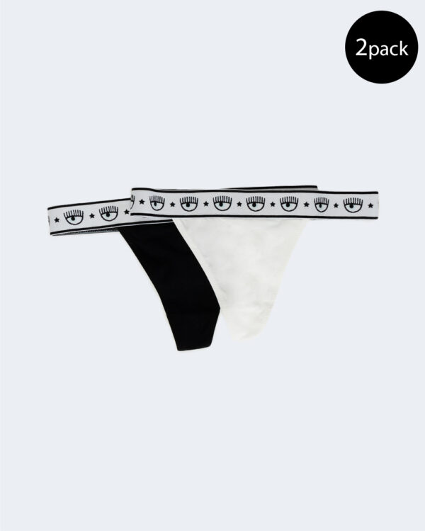 Slip e perizoma CHIARA FERRAGNI BI-PACK THONG Black-White - Foto 1