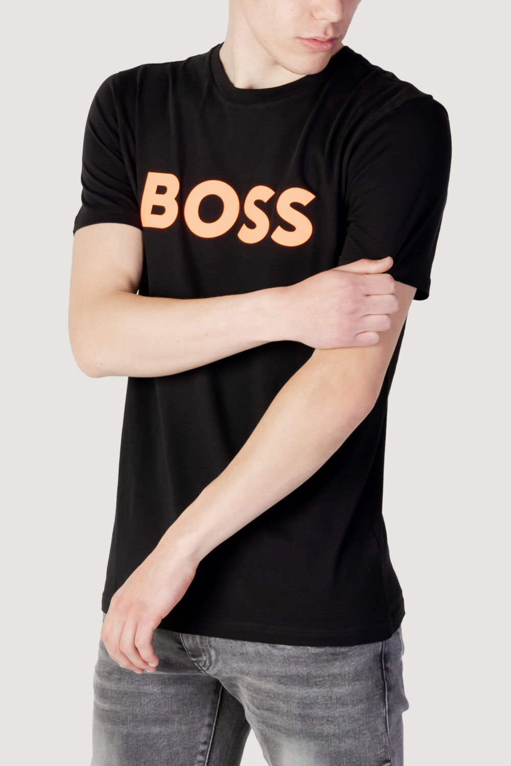 T-shirt Boss JERSEY THINKING 1 Nero - Foto 1