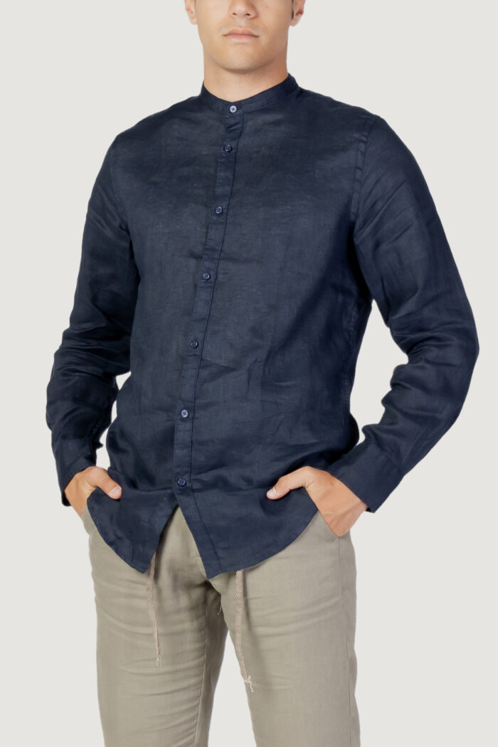 Camicia manica lunga Borghese TINTA UNITA Blu