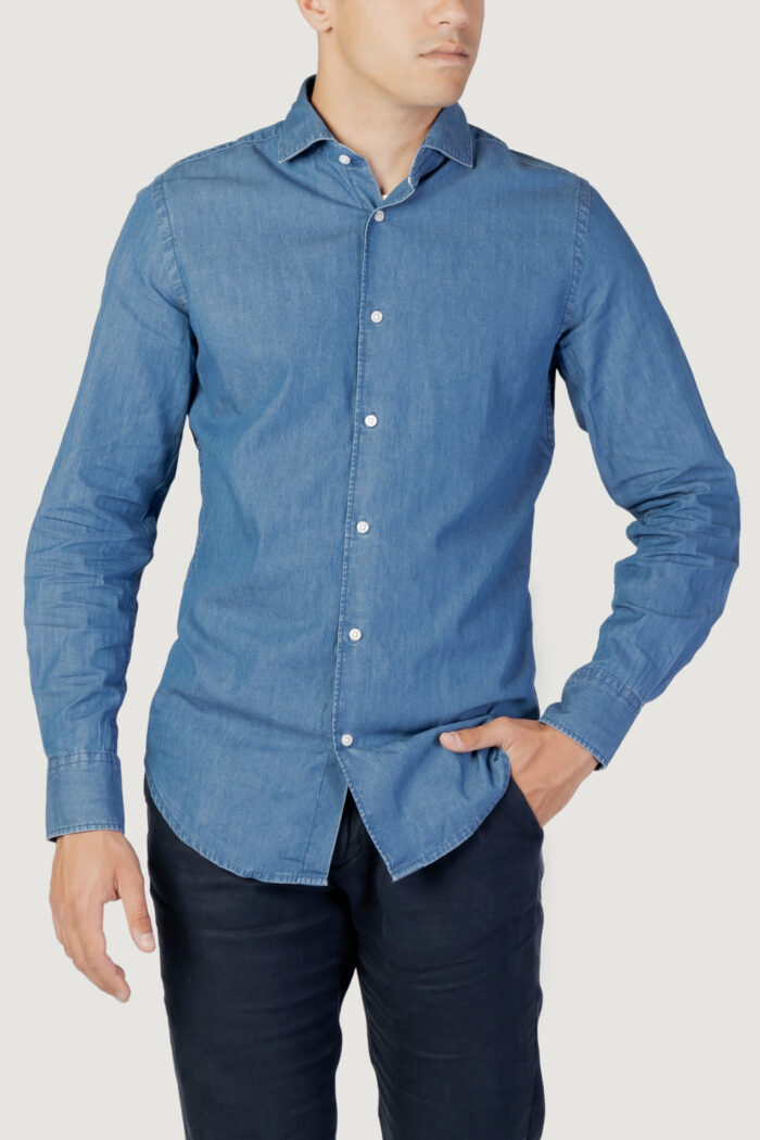 Camicia manica lunga Borghese TINTA UNITA Denim