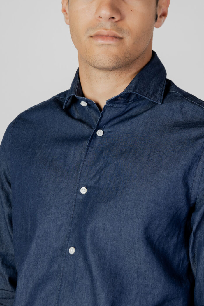 Camicia manica lunga Borghese TINTA UNITA Denim scuro